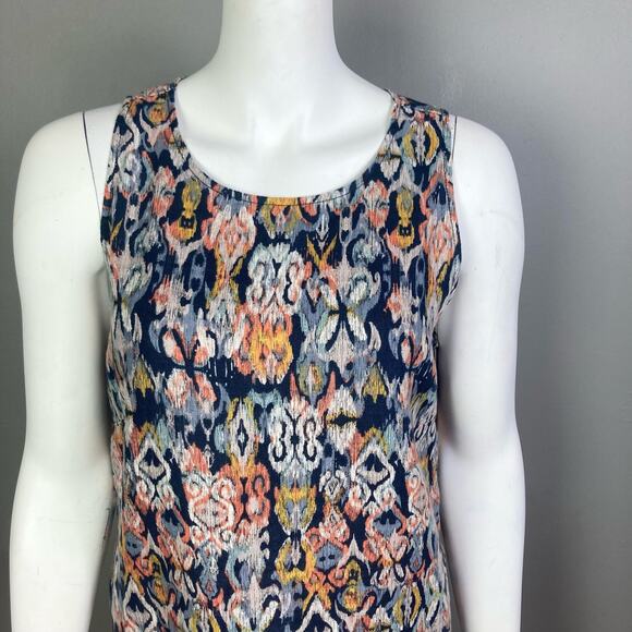 Garnet Hill Linen Dress size 8 sheath Ikat tribal batik colorful boho office - Picture 4 of 16